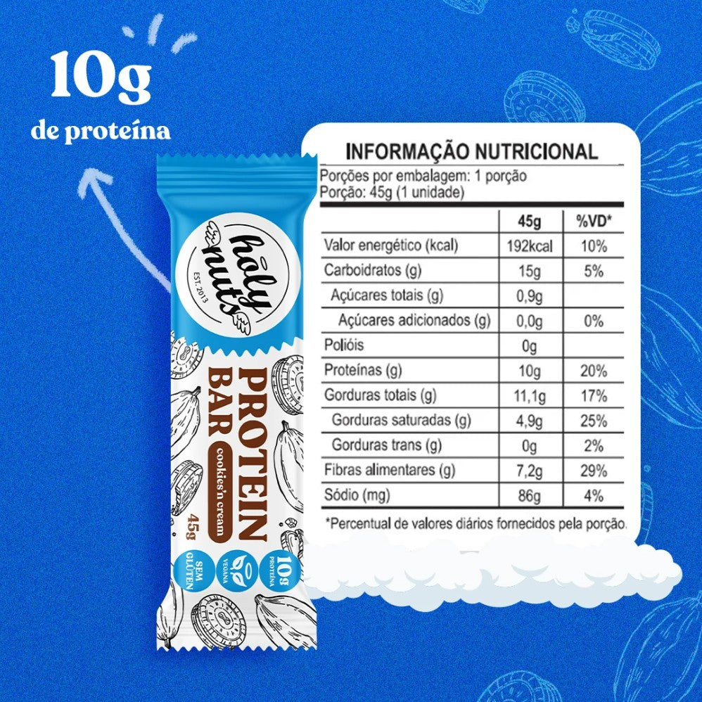 BARRA DE PROTEINA VEGANA - COOKIES'N'CREAM 45g
