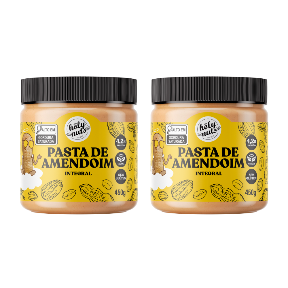 PASTA DE AMENDOIM INTEGRAL HOLY - 2 UNIDADES DE 450g