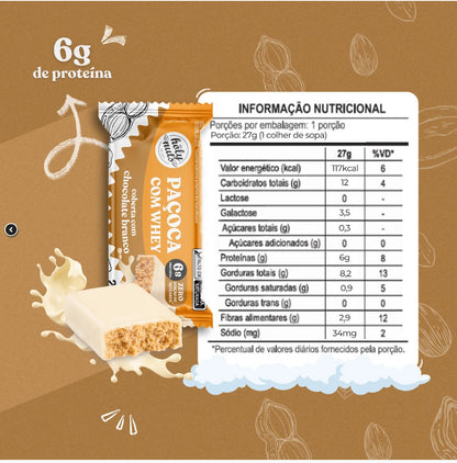 PAÇOCA COM WHEY COBERTA COM CHOCOLATE BRANCO - 27g