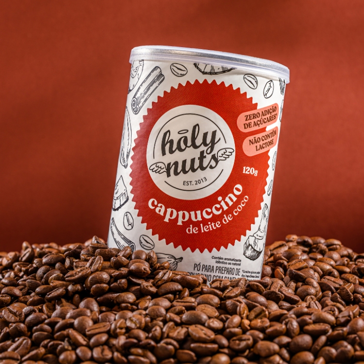 CAPPUCCINO DE LEITE DE COCO HOLY NUTS - 4 UNIDADES DE 120G