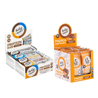 CX - BARRINHA DE PROTEINA MISTA + CX PAÇOQUINHA C/ WHEY