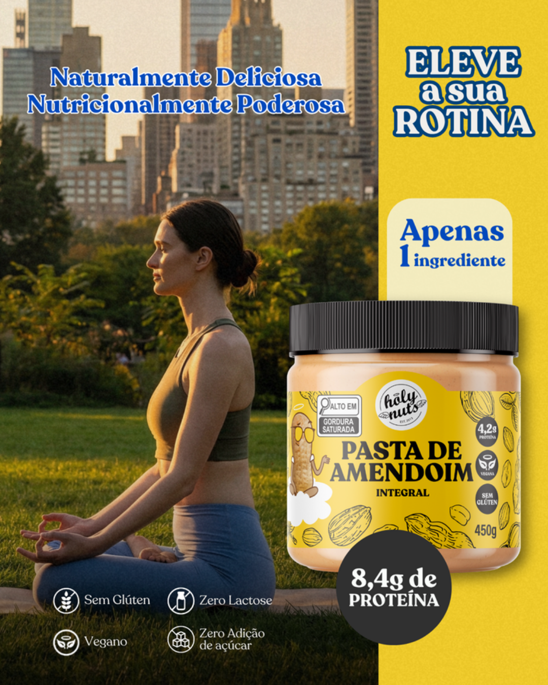 PASTA DE AMENDOIM INTEGRAL HOLY - 450g