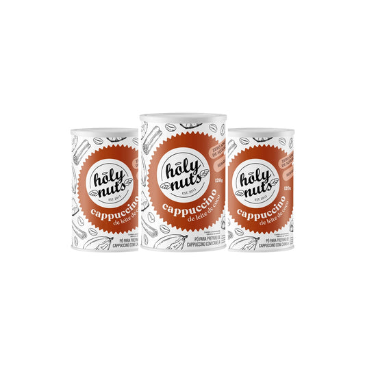 CAPPUCCINO DE LEITE DE COCO HOLY NUTS - 3 UNIDADES DE 120G CADA