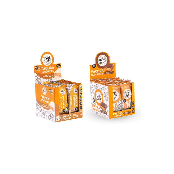 CX PAÇOQUINHA COM WHEY COBERTA COM CHOCOLATE + CX PAÇOQUINHA COM WHEY COBERTA COM CHOCOLATE BRANCO