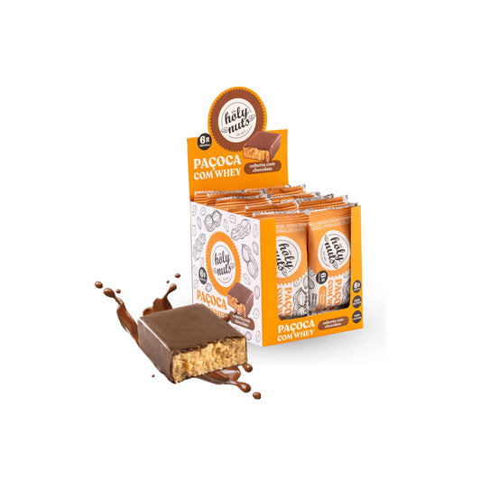 CX PAÇOCA COM WHEY COBERTA COM CHOCOLATE - 12UN