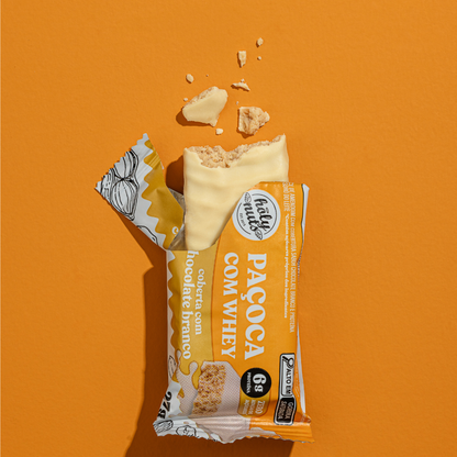 2 CXS PAÇOQUINHA COM WHEY COBERTA COM CHOCOLATE BRANCO