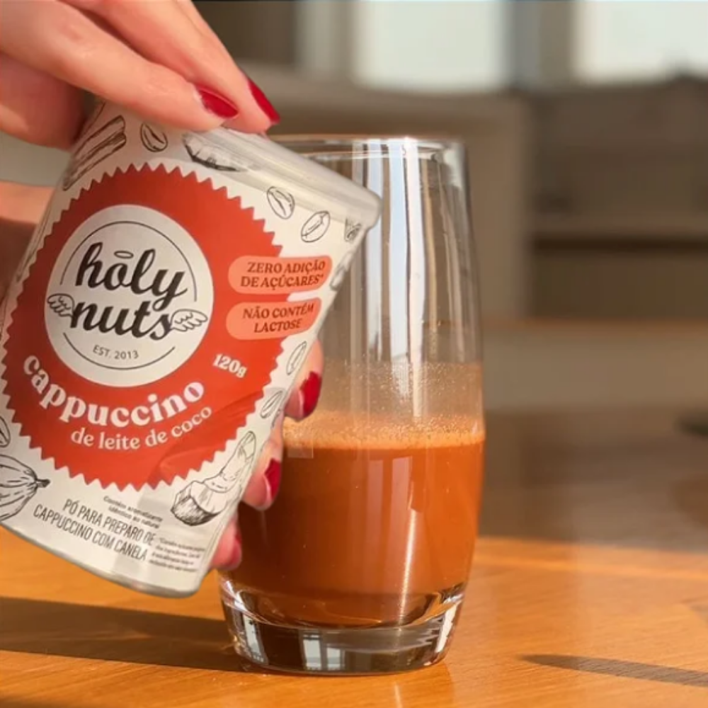 CAPPUCCINO DE LEITE DE COCO HOLY NUTS - 4 UNIDADES DE 120G