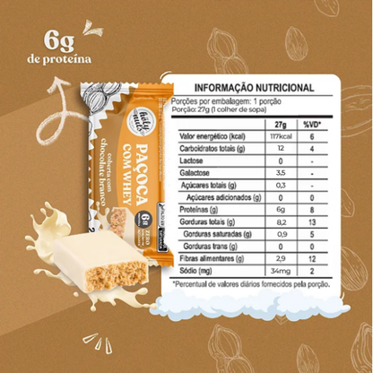 2 CXS PAÇOQUINHA COM WHEY COBERTA COM CHOCOLATE BRANCO