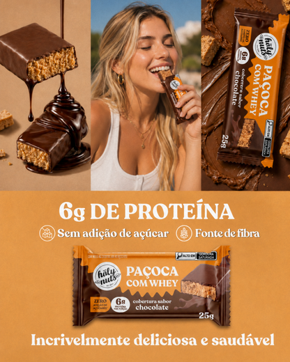 4 CXS PAÇOCA COM WHEY COBERTA COM CHOCOLATE