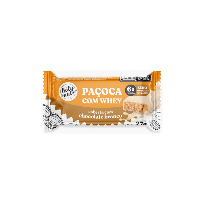PAÇOCA COM WHEY COBERTA COM CHOCOLATE BRANCO - 27g