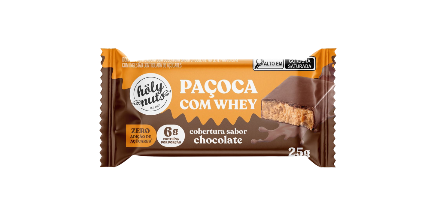 PAÇOCA COM WHEY COBERTA COM CHOCOLATE - 25g