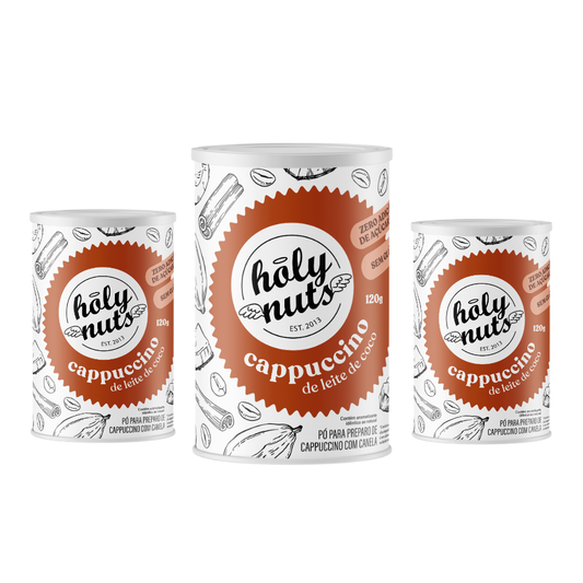 CAPPUCCINO DE LEITE DE COCO HOLY NUTS - 3 UNIDADES DE 120G CADA
