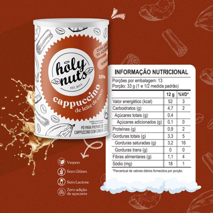 CAPPUCCINO DE LEITE DE COCO HOLY NUTS - 120G