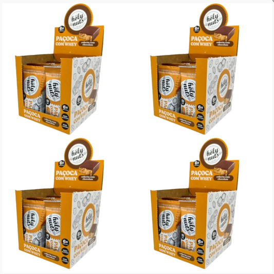 4 CXS PAÇOCA COM WHEY COBERTA COM CHOCOLATE