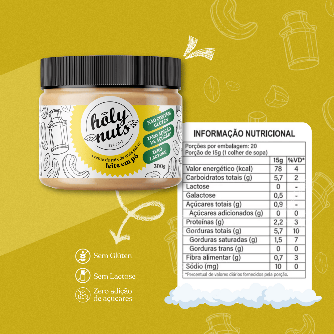 CREME DE MIX DE NUTS SABOR LEITE EM PÓ