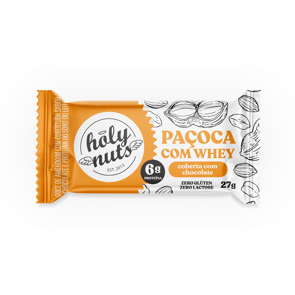PAÇOCA COM WHEY COBERTA COM CHOCOLATE - 27g
